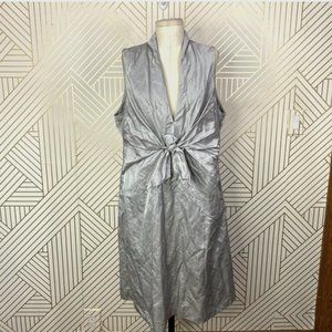 EILEEN FISHER Silver Satin Knot Dress